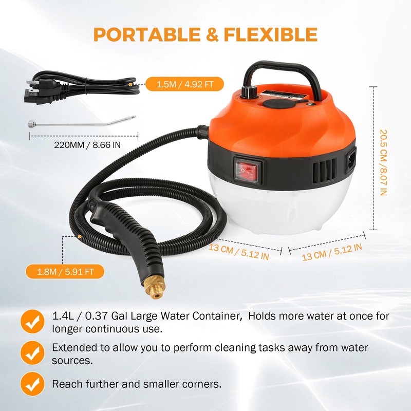 BEAMNOVA Power Car Steamer for Auto Detailing High Pressure Handheld