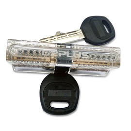 G2PLUS Visible Cylinder Lock See Through Transparent Practice Padlock for Training Pick a Lock Locksmith Tool with 2 Keys Great for Beginners (Dual Keyholes)