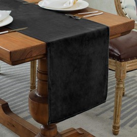 BALCONY & FALCON Velvet Table Runner Luxury Machine Washable Dresser Scarves for Dinner Farmhouse Parties Home Kitchen 14 x 51 inch Black