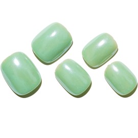 GLAMERMAID Press on Nails Extra Short Squoval, Spring Summer Handmade Light Green Chrome Gel Glue on Nails, 24Pcs Glossy Round Reusable UV Finish Fake Nails Acrylic False Nail Manicure Kits for Women