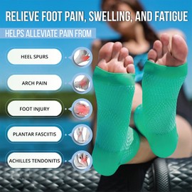 SB SOX Calcetines de compresión para fascitis plantar para mujeres y hombres, los mejores calcetines de tobillo para alivio de fascitis plantar, soporte de arco y dolor de pies/talón para uso diario (verde, mediano)