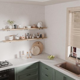 ONOTETUT Long Wall Shelves 60 inch,Long Floating Shelf for Wall Set of 2, Large Shelves with Metal Brackets, Farmhouse Bookshelf for Bedroom, Living Room and Bathroom