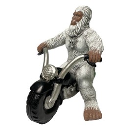 SUNGUARD 11 in. Biker Abominable Snowman Yeti Riding His Black Motorcycle Garden Decor Statue