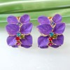 Navachi 18K Gold Plated Multicolor Crystal Enamel Leaves Flower Omega