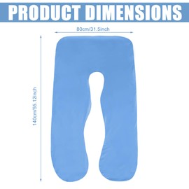 Schwangerschaftskissenbezug, 150 x 80cm J Form Bezug für Seitenschläferkissen, Abnehmbarer Baumwolle Körperkissen, Maschinenwaschbar Ersatzbezug für Erwachsene Stillkissen, Stillkissenbezug, Blau