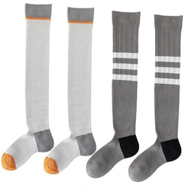 Dress Cici Thigh High Compression Stockings for Women, Cotton Thigh High Compression Socks for Athletic Sports (2 Pack: Dark Grey+Light Grey)