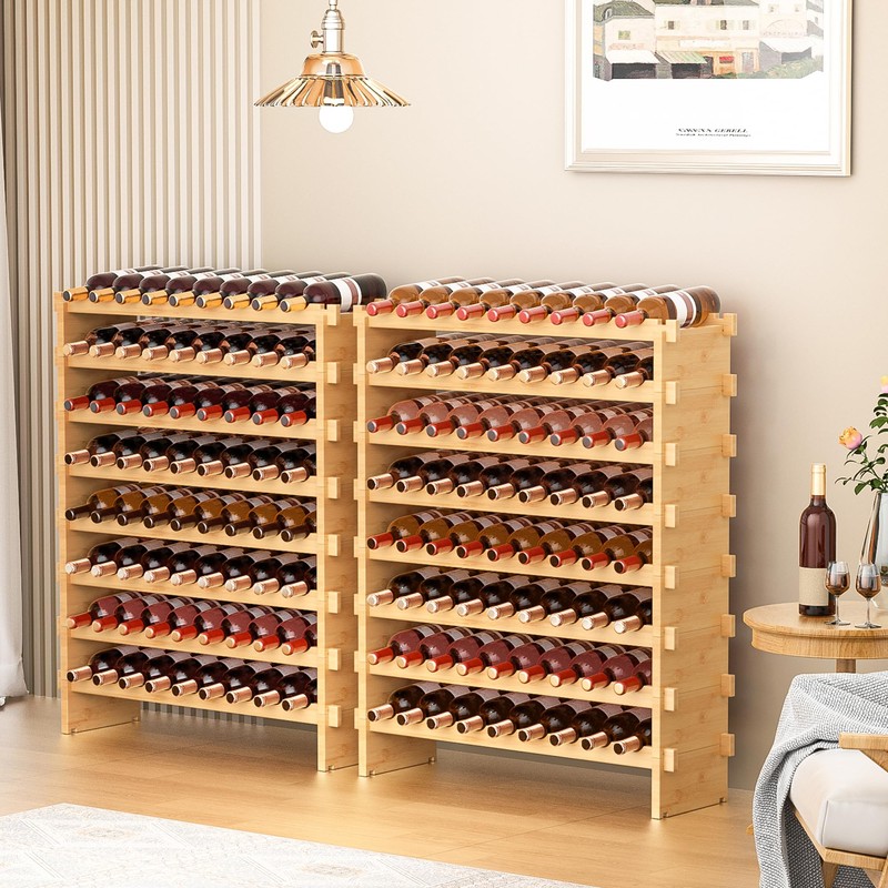 VASMIA Bamboo Stackable Wine Rack,72 Bottles Wine Rack Freestanding Floor,No