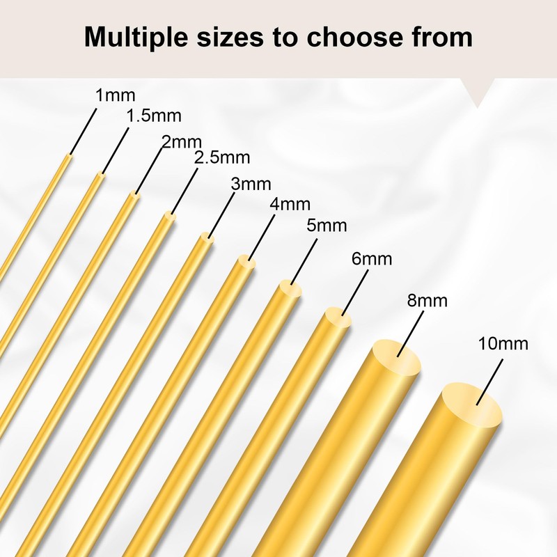 iMeistek Brass Rod 2mm Diameter,250mm Length Metal Solid Round Brass