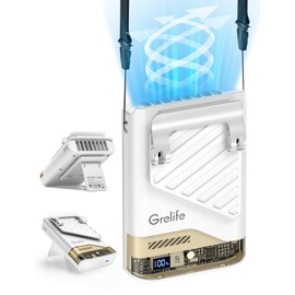 Grelife Portable Waist Fan Clip On 4000mAh Rechargeable Personal Cooling Neck Shirt Fan