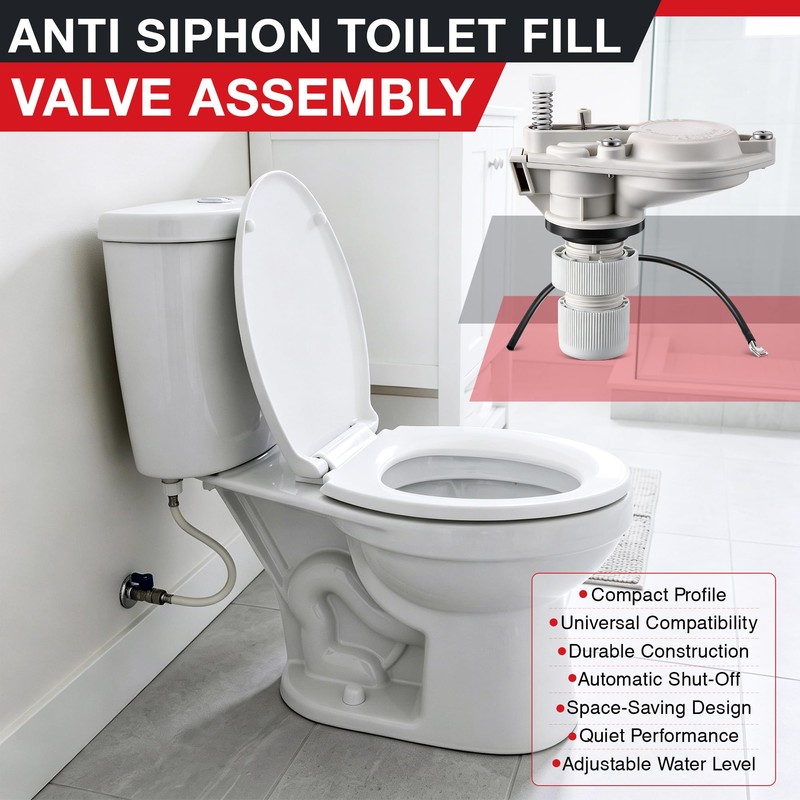 Avenuebool Anti Siphon Toilet Fill Valve Assembly, Toilet Fill Valve