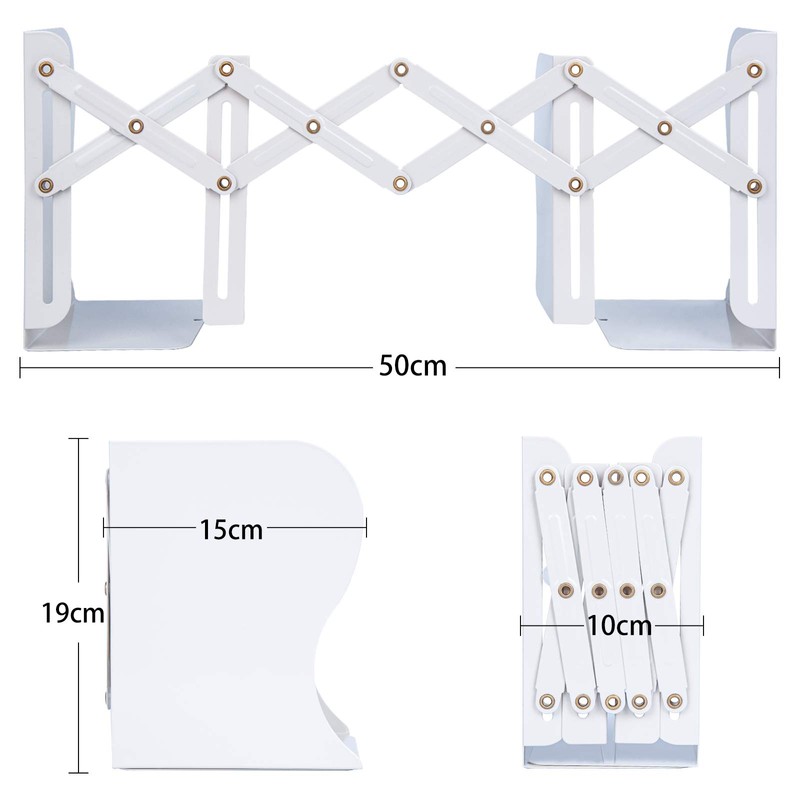 ALIOBC Bookstand, Extendable, Bookends, Won't Fall Down, Metal Tabletop Bookcase,