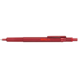 rOtring 600 Ballpoint Pens, Medium Point, Black Ink, Red Barrel, Refillable, Velvet Pencil Case, Extra Black Ink Refill