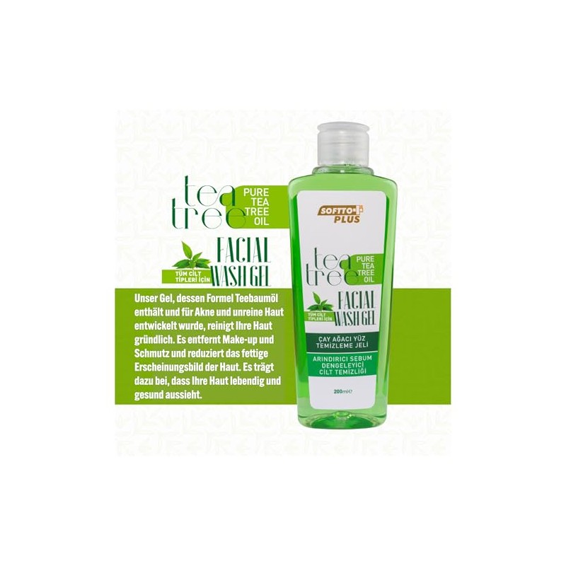 Softto+Plus Tea Tree Facial Wash Gel - Gesündere, strahlend schöne