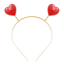 BVGA Valentines Day Headband Sparkling Rhinestone Enamel Heart head Boppers Hairband for women Girls Fashion Trendy Wobbly Love Spring Headband for Holiday Party Hair Hoop Accessory