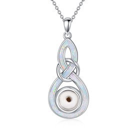 MUUYON Opal Necklace 925 Silver Women's Unlimited Necklace Mustard Seeds Opal Pendant White Opal Jewellery Mother's Day Gift for Women, Sterling Silver, Opal