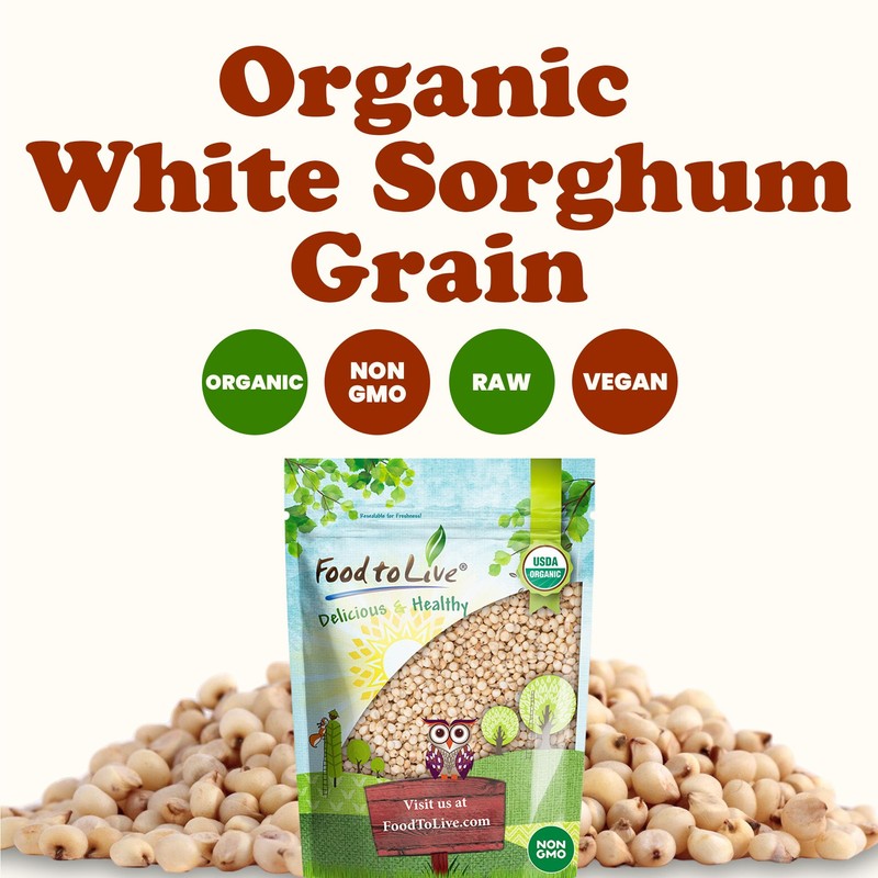 Food to Live Organic Great Plains White Sorghum Grain, 1