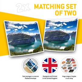 Square Stickers (Pack of 2) 10cm - Geirangerfjord Norway Landscape Laptop Tablet Luggage Scrapbook #13080