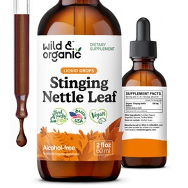 Wild & Organic Stinging Nettle Leaf Extract Drops - Urinary Tract Support - Liquid Stinging Nettle Supplement - 2-Month Supply - Urtica Dioica Nettle Tincture - No Alcohol & Additives - 2 fl oz