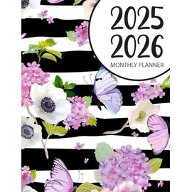 2025-2026 Monthly Planner: Large Two Year Agenda Calendar from Jan 2025 to Dec 2026 with Federal Holidays & Inspirational Quotes 8.5'' x 11'' - Floral and Butterfly Cover