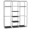 Portable Double Rod Storage Organizer 69\" Non-Woven Fabric Closet Wardrobe