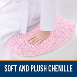 OLANLY Soft Chenille Bathroom Toilet Lid Cover, Machine Washable Seat Covers, 17.5x15, Stays in Place Rubber Backing, Fits Most Round, Elongated and Oblong Lids, Accessories Decor, Pink