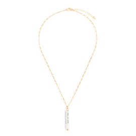 DEMDACO Vertical Bar Engraved Quote Pendant Women's 16+2 Inches Durable Brass & Iron Metal Everyday Adjustable Necklace on Gifting Card, I Fell In Love You Smiled, William Shakespeare