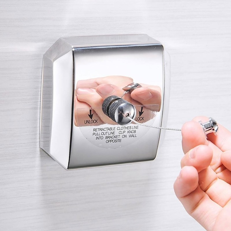 Retractable Clothesline 304 Stainless Steel Rust Resistant Space Saving Wall