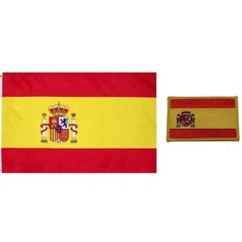 MWS Wholesale Combo Set Spain Country 3x5 3’x5’ Flag and 2"x3" Patch