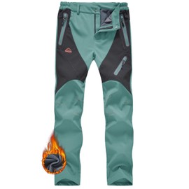 JHMORP Women's Snow Ski Pants Waterproof Fleece Lining Insulated Winter Hiking Snowboarding Pants (Emerald Green,CA XXL)
