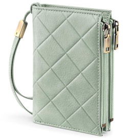 XINNSTAR Small Wallet for Women Leather RFID Blocking Trifold Compact Card Wallets Ladies Wristlet Purse with Double Zipper Coin Pocket ID Window