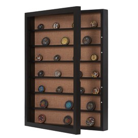 18x24 Shadow Box with Shelves and Hinged Door, Extra Large Shadow Boxes Display Cases with Movable Shelves for Coins Medals Bouquet Figures Miniatures-Black