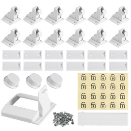 Child Safety Cupboard, Magnetic Cabinet Lock, Invisible Child Safety Cabinet (White, 12 Locks + 3 Keys)