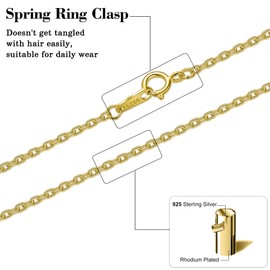 Gacimy Chain Necklace for Women 14K Real Gold Plated, 1.5mm Thick Gold Over 925 Sterling Silver Cable Necklace for Women, 22" Length with 2" Extension Chains