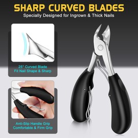 FUMAX Toenail Clippers for Ingrown or Thick Toenails, Professional Podiatrist Toe Nail Clippers for Seniors Men Adult, Heavy Duty Nail Clippers for Large Big Thick Nails, 5 in 1 Nail Clipper Set