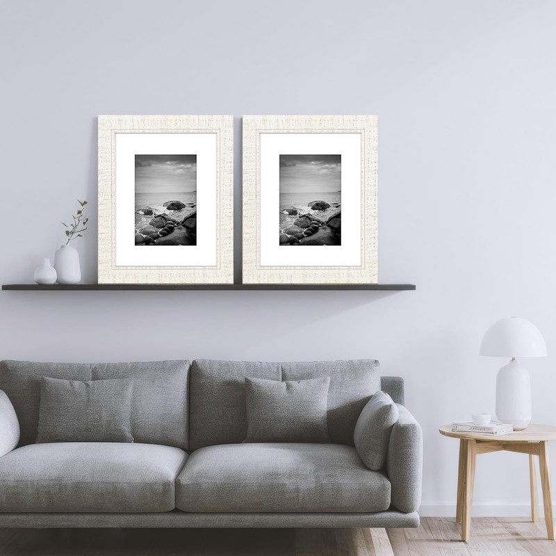 DUCIHBA 8x10 White Washed and Sanded Wood with Groove Farmhouse