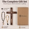 Woodvio - Handmade Wooden Wall Cross, Hand Carved Surface, Catholic