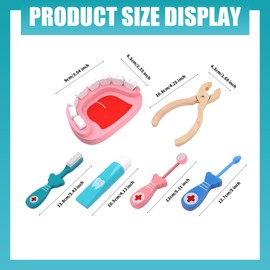 Wooden Doctors Kit, Doctor Role Play Set for Kids 6 Pieces Pretend Play Wooden Dentist Role Play Toys Medical Kit Educational Doctor Set Toys for Kids Boys Girls