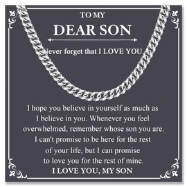 Son Gifts, To My Son Cuban Link Chain Necklace Birthday Valentines Easter Graduation Fathers Day Back to School Christmas Gifts Easter Basket Stuffers for Boys Teens Men Adults