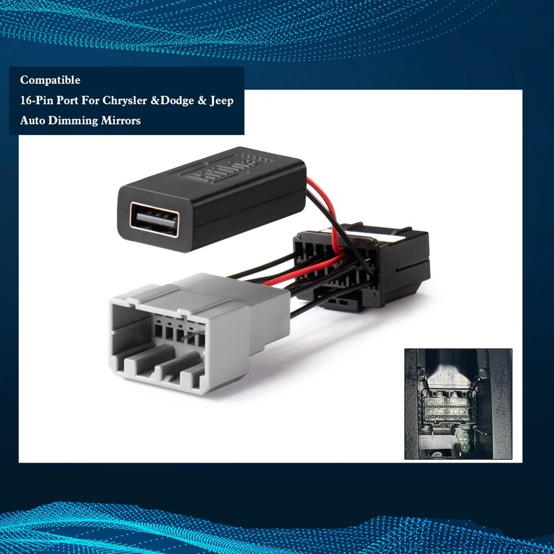 Hifihia Dashcam Power Adapter (16-Pin Type B) Compatible with Jeep