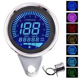 LED Motorcycle Tachometer Universal Odometer Fuel Gauge Speedometer LCD Digital