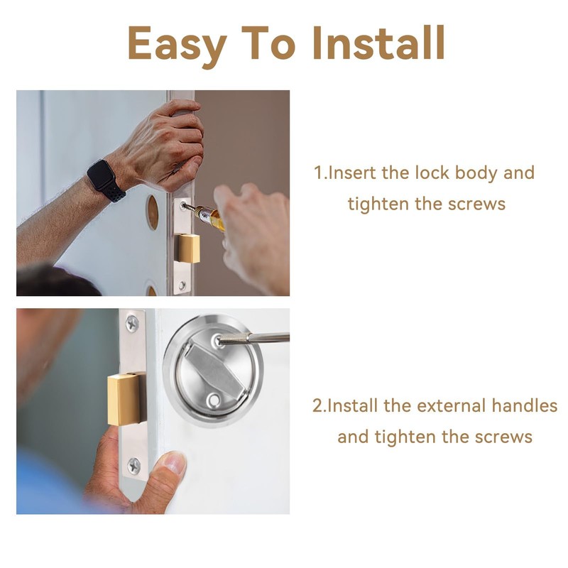 Security Door Lock, Sliding Pocket Door Bathroom Privacy Lock Set