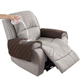 YUEANG Recliner Arm Covers Washable, Couch Arm Covers for Sofa Non-Slip Waterproof, Furniture Protectors, for Kids Dog Pets, Chocolate (Set of 2)