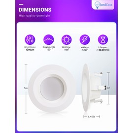 JandCase 4in Led Recessed Light, E26 10W(75W Equivalent) Recessed Downlight with Timer, RGBCW with Remote Control, 3 Modes Can Lights for Ceiling, 2700K-5000K Dimmable, 16 Color Changing, 2 Pack