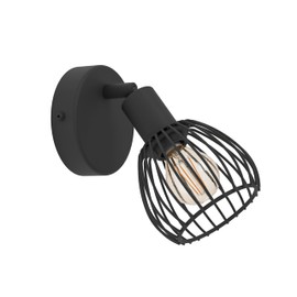 EGLO Wandlampe Sonnino, Wandleuchte innen mit schwenkbarem Spot, Wandspot Industrial aus schwarzem Metall, Wand Lampe für Wohnzimmer und Schlafzimmer, E14 Fassung