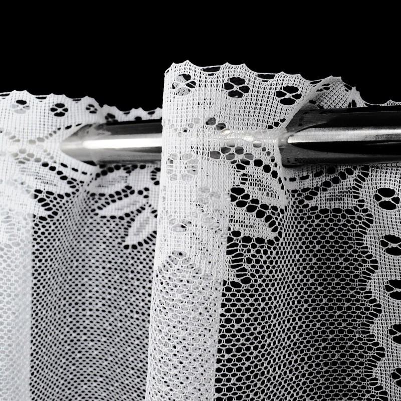 Molaxhome White Short Lace Cafe Valance Beautiful Semi Sheer Window