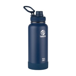 Takeya Actives Insulated Stainless Steel Water Bottle with Spout Lid, 32 Ounce, Midnight