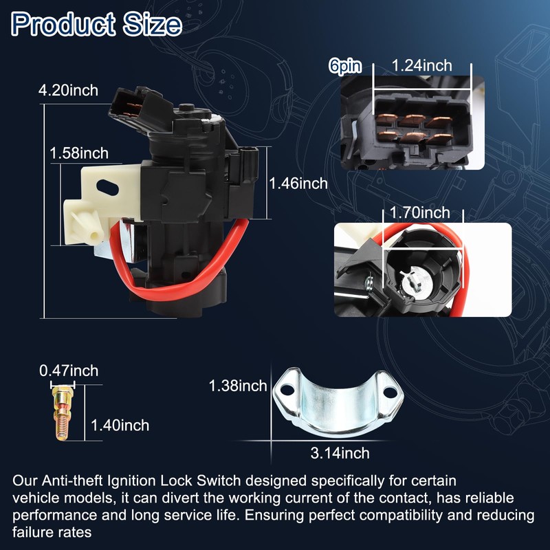 Ignition Lock Switch Housing 81910-A4110 for 2015-2021 Kia Sedona, 2015-2019