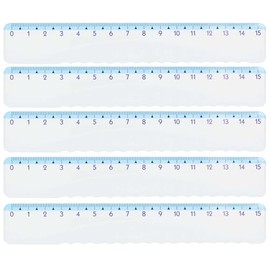 KUM AZ228.01.16-B - Lineal Style Highlight, 15 cm, blau, mit Wellenkante, 5 Stück, Schulmaterial