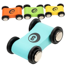 BESTonZON Pack of 4 Wooden Retraction Cars, Desktop Toy, Miniature Racing Track Toy for Racing Cars, Children's Car Toy, Mini Car Toy, Racing Car for Children, Toys Wooden