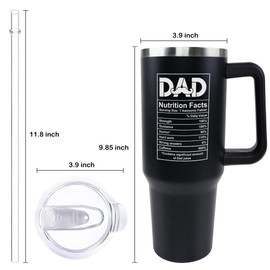 Lumumanber Gifts for Dad from Daughter, Son - Best Dad Ever Gifts - Fathers Day, Christmas and Birthday Gifts for Dad - Funny Presents for Dad - 40oz Tumbler with Handle and Straw